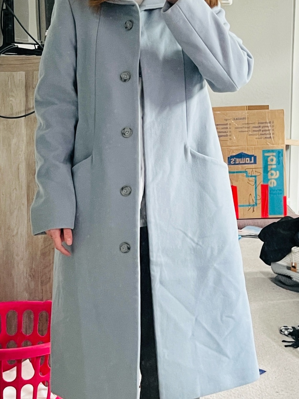 Aritzia Wilfred Classic Light Blue Women's 70% Wool and Cashmere Coat